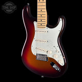 Front angle of Used 2014 Fender American Deluxe Stratocaster Plus Sunburst.