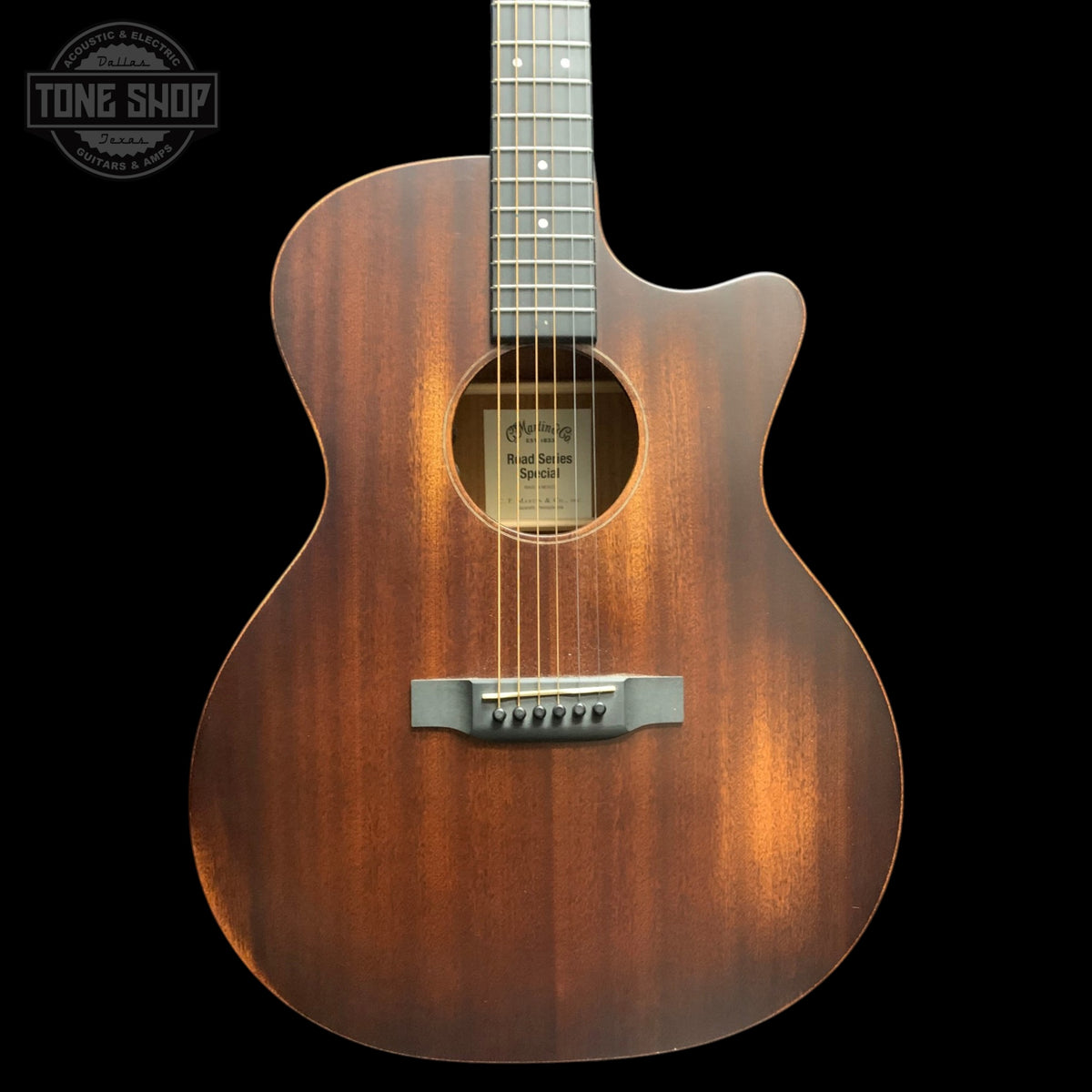 Front of Used Martin Road Series Special GPC-10E StreetMaster Dark Mahogany Distressed TFW4021.