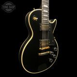 Right angle of Used 2024 Gibson Les Paul Custom Reissue Gloss Ebony.