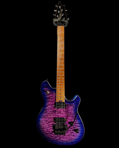 Full front of Used 2022 EVH Wolfgang Standard QM Roasted Neck Northern Lights Purple w/Case TFW2326