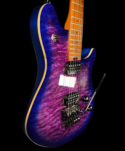 Side of Used 2022 EVH Wolfgang Standard QM Roasted Neck Northern Lights Purple w/Case TFW2326