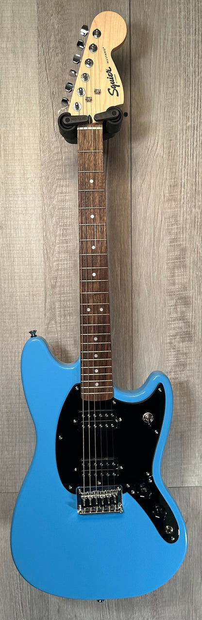Full front of Used 2023 Squier Sonic Series Mustang HH California Blue TSS3959
