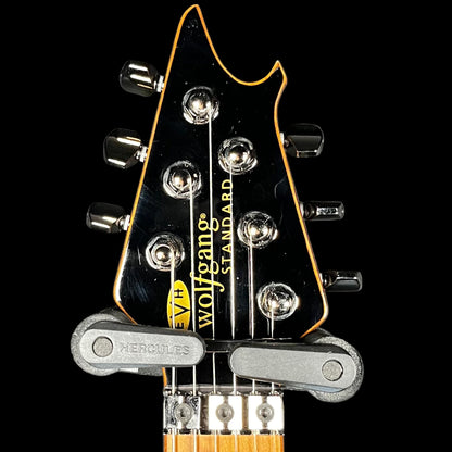 Headstock of Used 2022 EVH Wolfgang Standard QM Roasted Neck Northern Lights Purple w/Case TFW2326