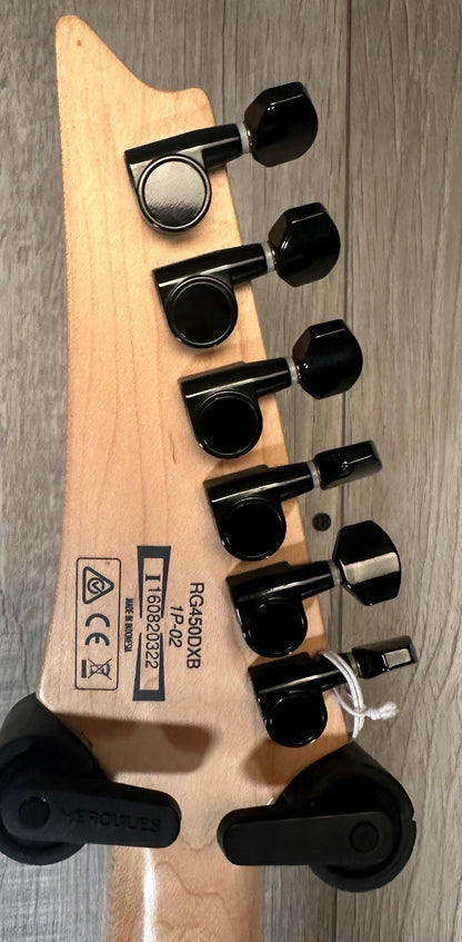 Back of headstock of Used Ibanez RG450DXB White TSS3954