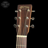 Headstock of Martin Custom Shop 18 Style 00014F Mahogany EIR Bindings/Old Style 18 Rosette Blk/Mpl.