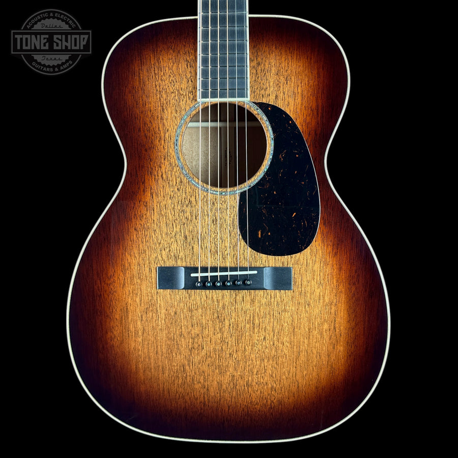 Front of Martin Custom Shop 18 Style 0014F Mahogany Burst/Jeff Tweedy Burst Complete.