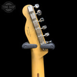 Back of headstock of Used Fender 2018 Classic Player Baja Telecaster Blonde.