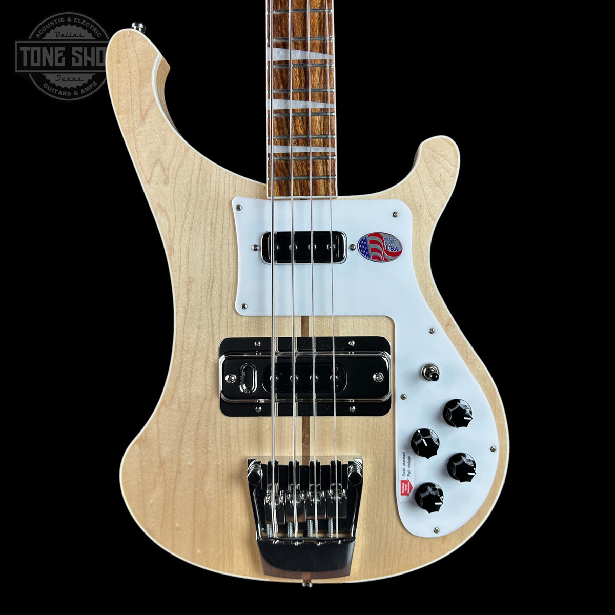 Front of Rickenbacker 4003 Mapleglo Bass.