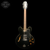 Full frontal of Used 2008 Epiphone Dot Ebony.