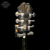 Back of headstock of Used 2008 Epiphone Dot Ebony.