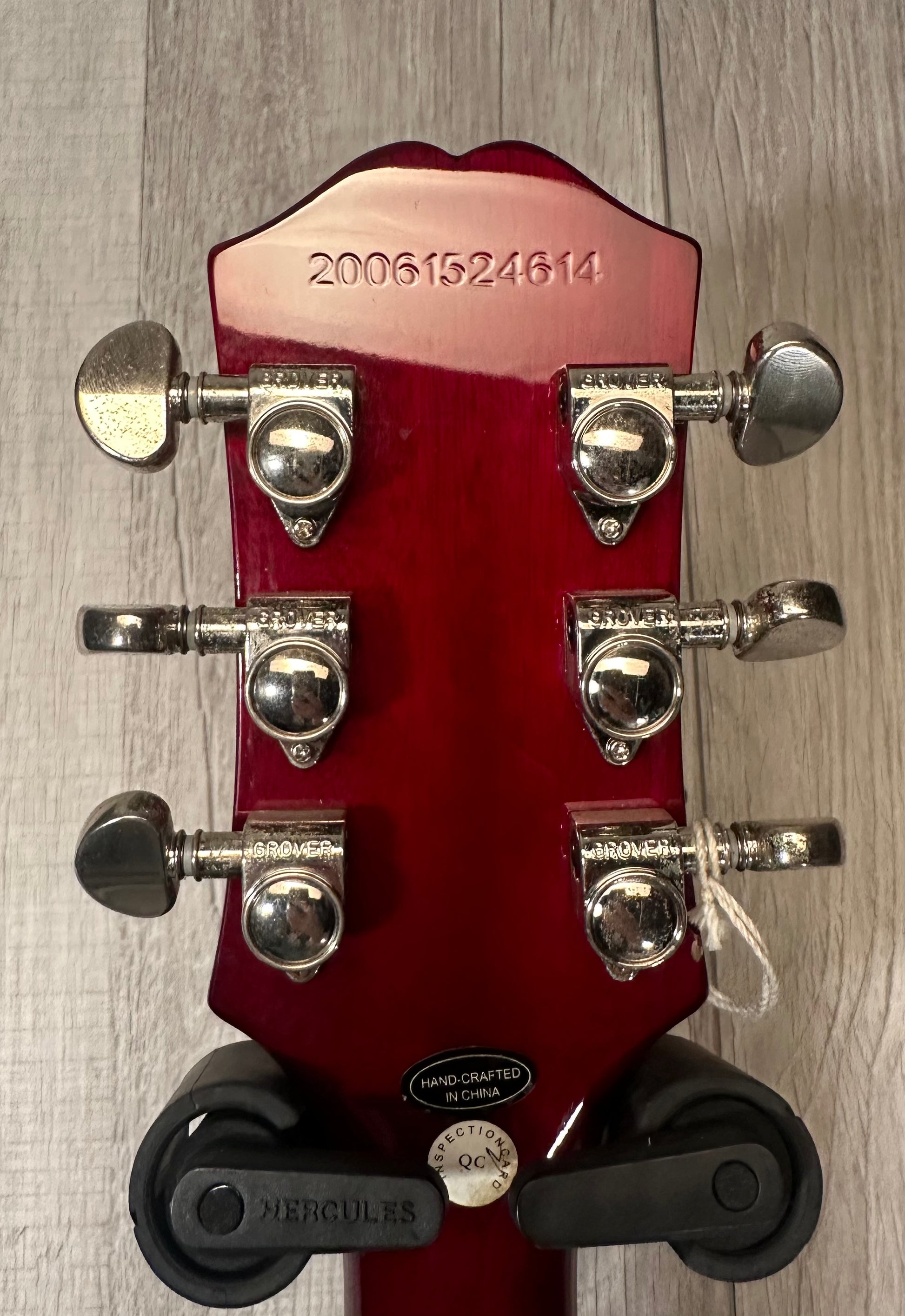 Back of headstock of Used 2020 Epiphone Les Paul Studio Wine Red TSS3977