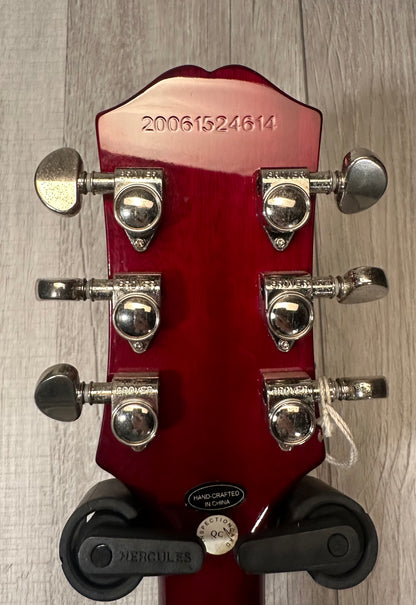 Back of headstock of Used 2020 Epiphone Les Paul Studio Wine Red TSS3977