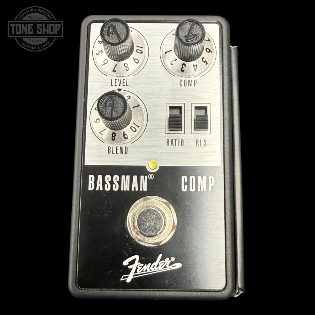 Top of Used Fender Bsssman Compressor Pedal.