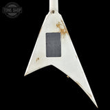Back of Jackson Custom Shop USA Special Edition Rhoads Snow White/Black Pins.