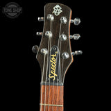 Guitar headstock with 'Spector' branding on a black background