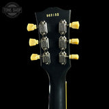 Back of headstock of Gibson Custom Dealer Select 1959 Les Paul Standard Chambered Cobra Burst AAA Top VOS.
