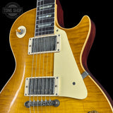 Front detail of Gibson Custom 1959 Les Paul Standard Reissue Light Aged Dirty Lemon.