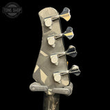 Back of headstock of Used Modulus Vertex 4 Bass Gray.