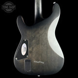 Guitar body with brand logo on a black background