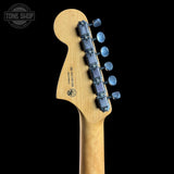 Back of headstock of Used Fender Vintera Jaguar 3-Color Sunburst.