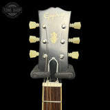 Headstock of Used Epiphone Inspired By Gibson Custom 1962 ES-335 Reissue Vintage Burst.