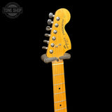 Headstock of Used 1984 Squier MIJ Stratocaster White.