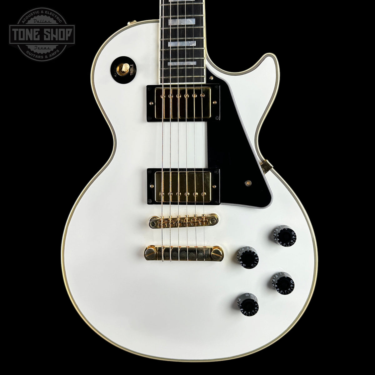 Front of Used Epiphone Inspired by Gibson Les Paul Custom.