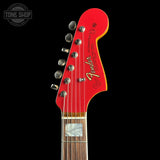 Headstock of Used 2022 Fender American Vintage II 66 Jazzmaster Dakota Red.