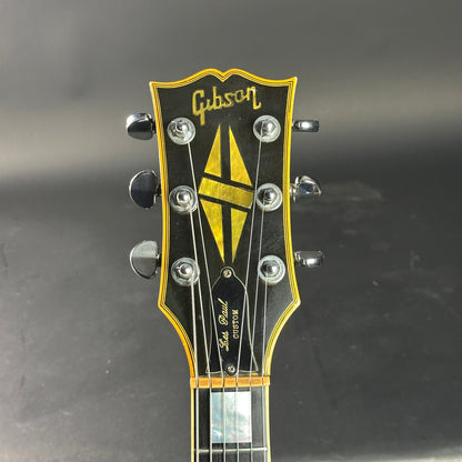 Headstock of Vintage 1973 Gibson Les Paul Custom Ebony.