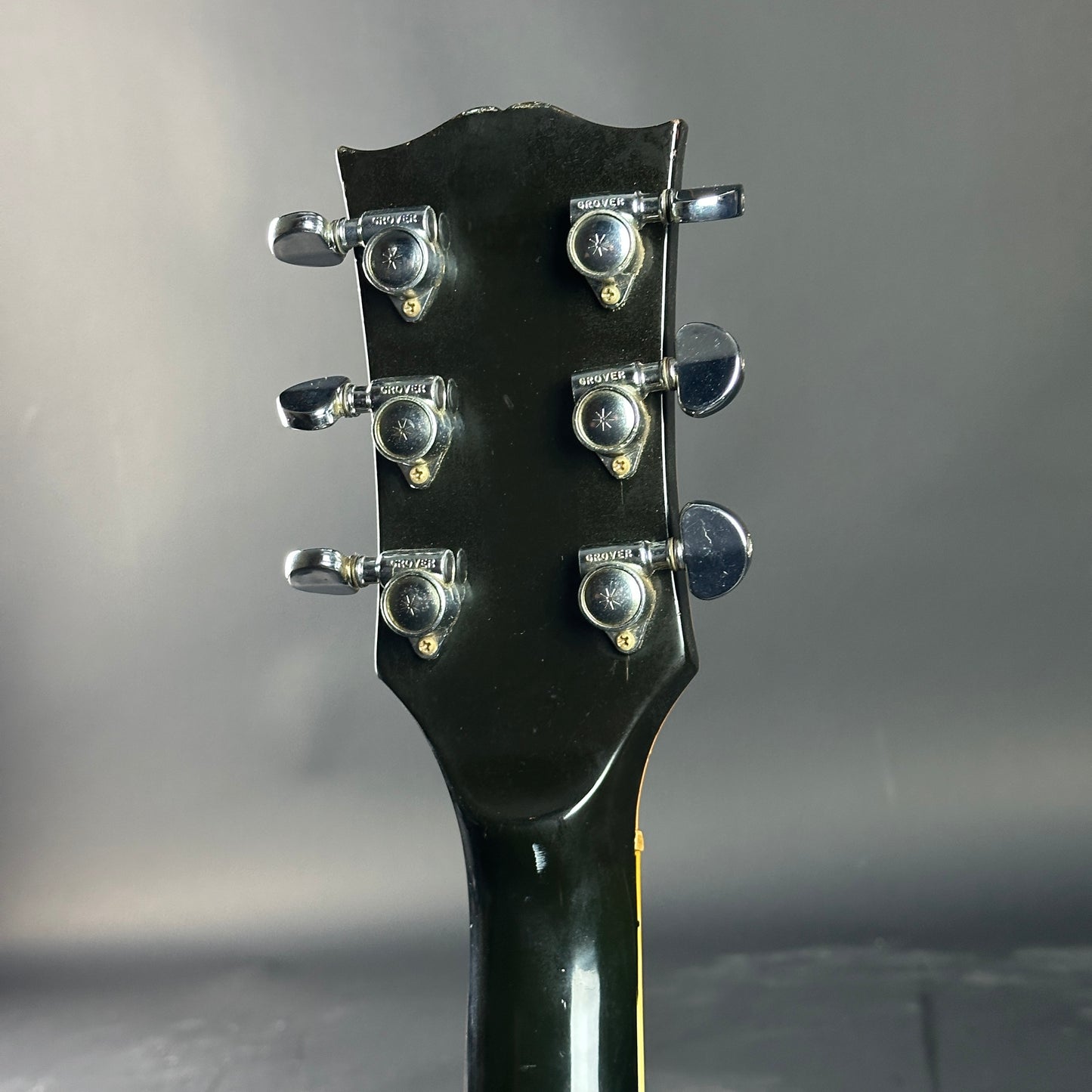 Back of headstock of Vintage 1973 Gibson Les Paul Custom Ebony.