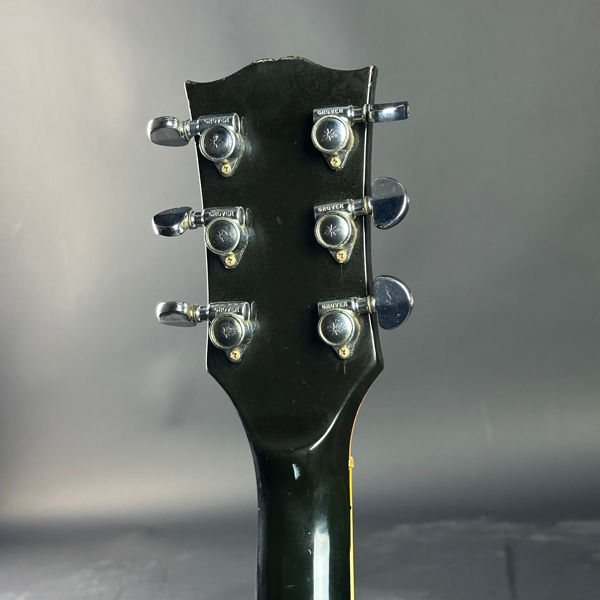 Back of headstock of Vintage 1973 Gibson Les Paul Custom Ebony.