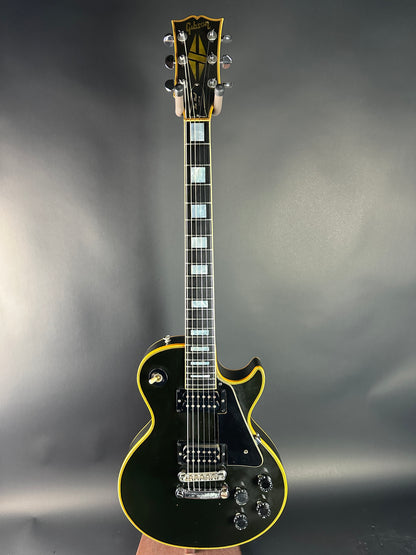 Full front of Vintage 1973 Gibson Les Paul Custom Ebony.