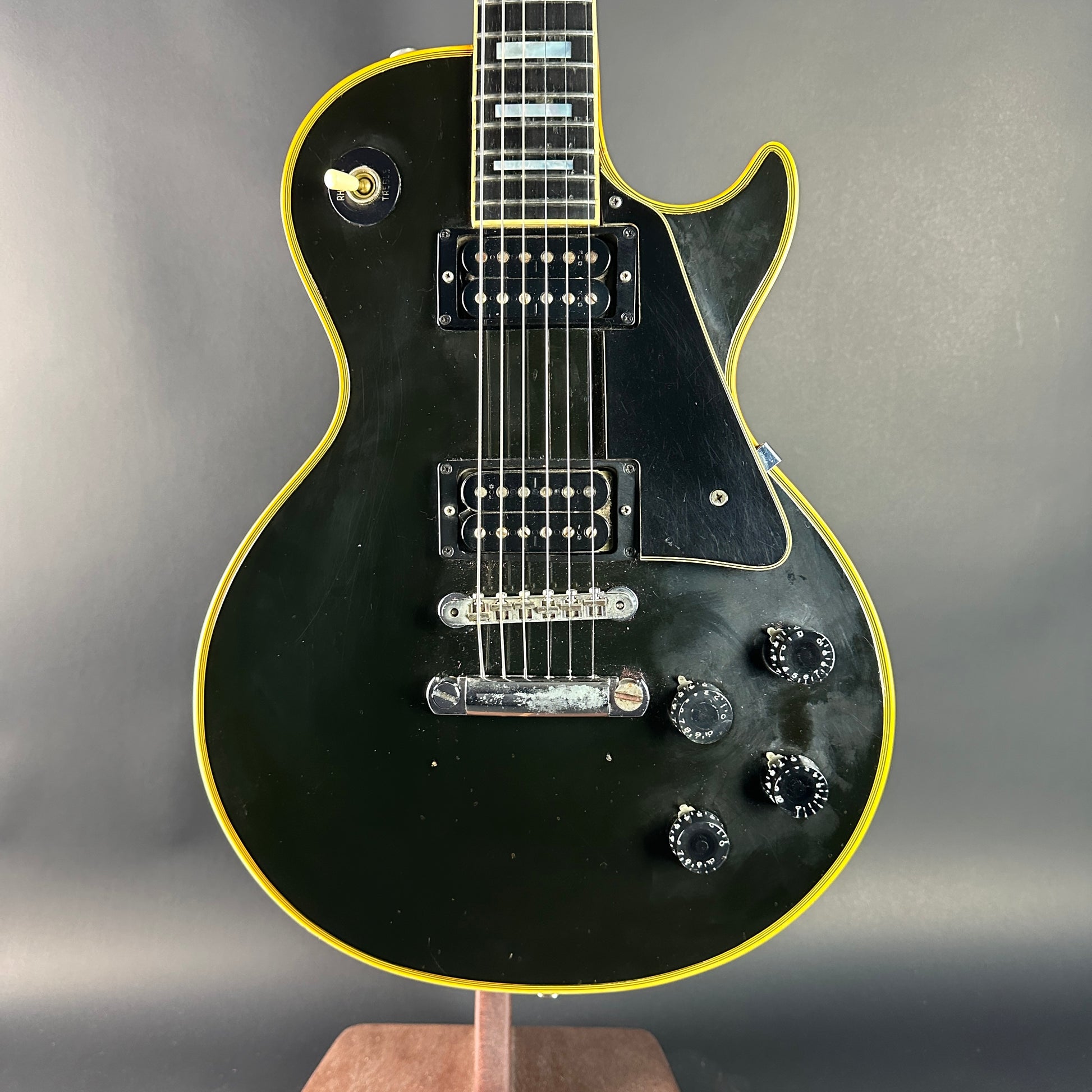 Front of Vintage 1973 Gibson Les Paul Custom Ebony.