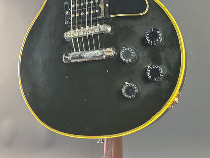 Front angle of Vintage 1973 Gibson Les Paul Custom Ebony.