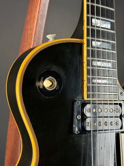 Front angle fo Vintage 1973 Gibson Les Paul Custom Ebony.