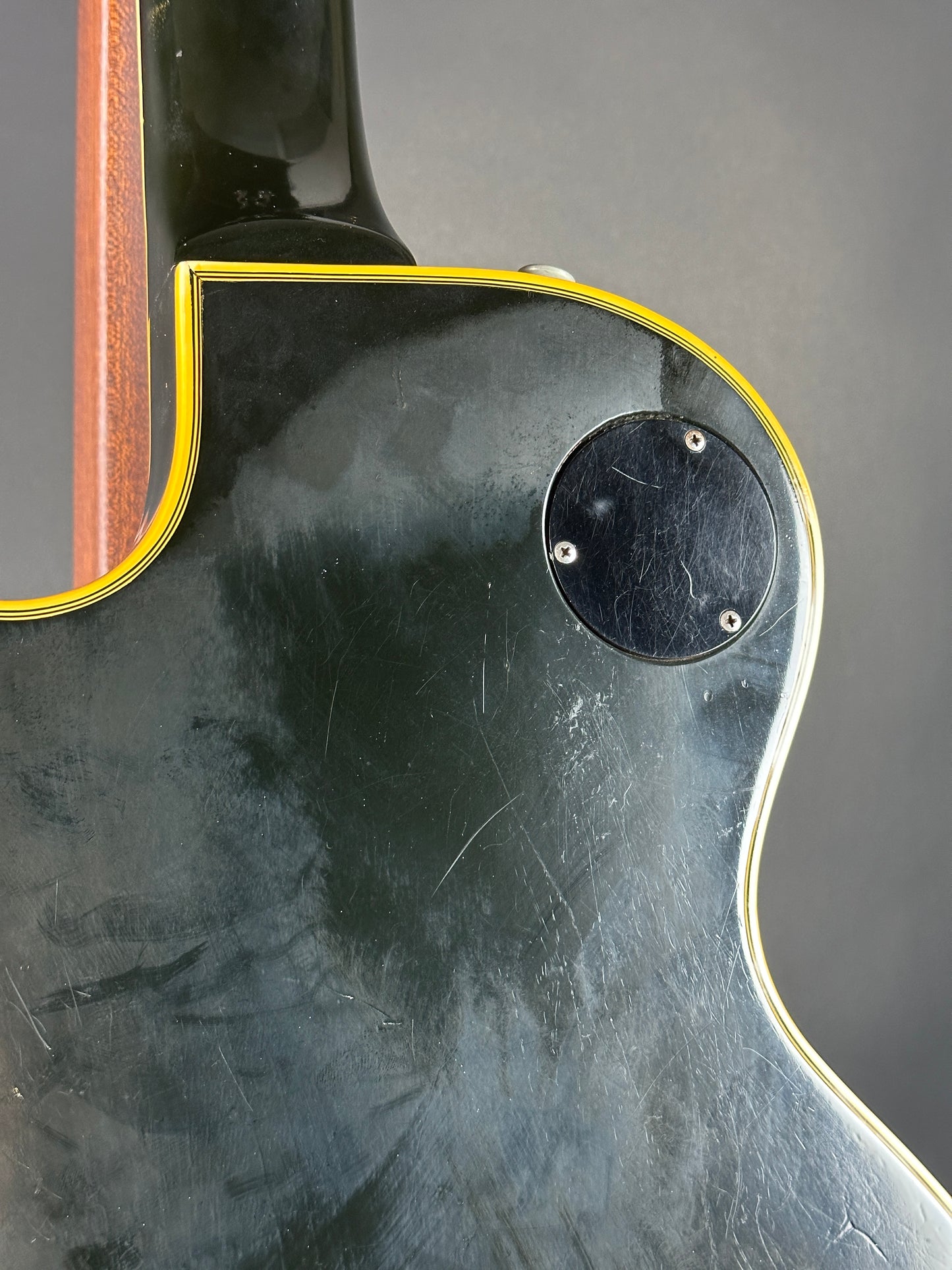 Wear on back of Vintage 1973 Gibson Les Paul Custom Ebony.