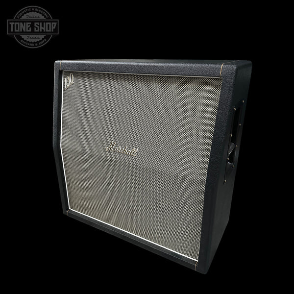 Marshall guitar amplifier cabinet on a black background with 'Tone Shop' logo.