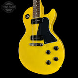 Front angle of Used Epiphone Les Paul Special TV Yellow.