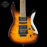 Front of Used Ibanez S67QM Tiger Eye.