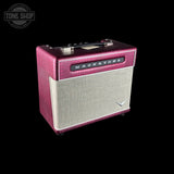 Front angle of Magnatone Baby M-80 12w 1x10 Tube Combo Amp Billy Gibbons Chrome Grape.