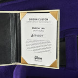 Gibson Custom Certificate of Authenticity for Murphy Lab Light Aging on a purple background