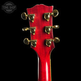 Back of headstock of Gibson Custom Limited Edition 1960 ES-355 Sixties Cherry Light Aged.