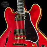 Front detail of Gibson Custom Limited Edition 1960 ES-355 Sixties Cherry Light Aged.