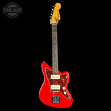 Full front of Fender Custom Shop TSG Exclusive 1962 Jazzmaster Chambered Seminole Red.