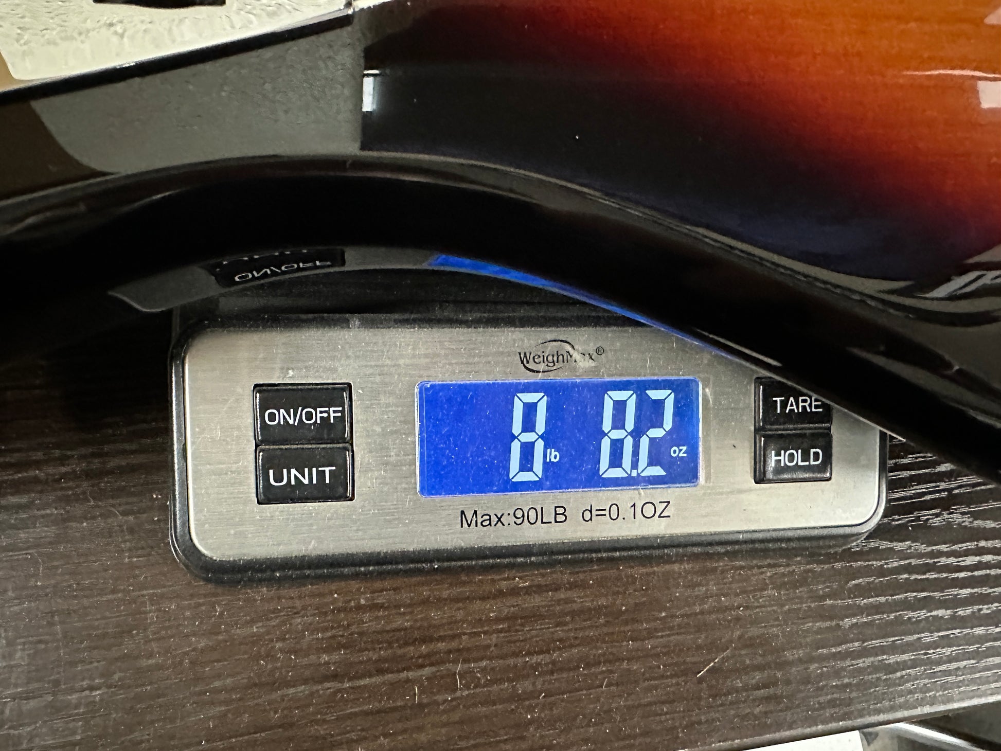 Weight of guitar.