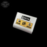 Laboga guitar effects pedal with 'Drive' and 'Booster' labels on a black background
