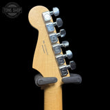 Back of headstock of Used 2018 Fender Player Stratocaster HSS Aged Cherry Burst.