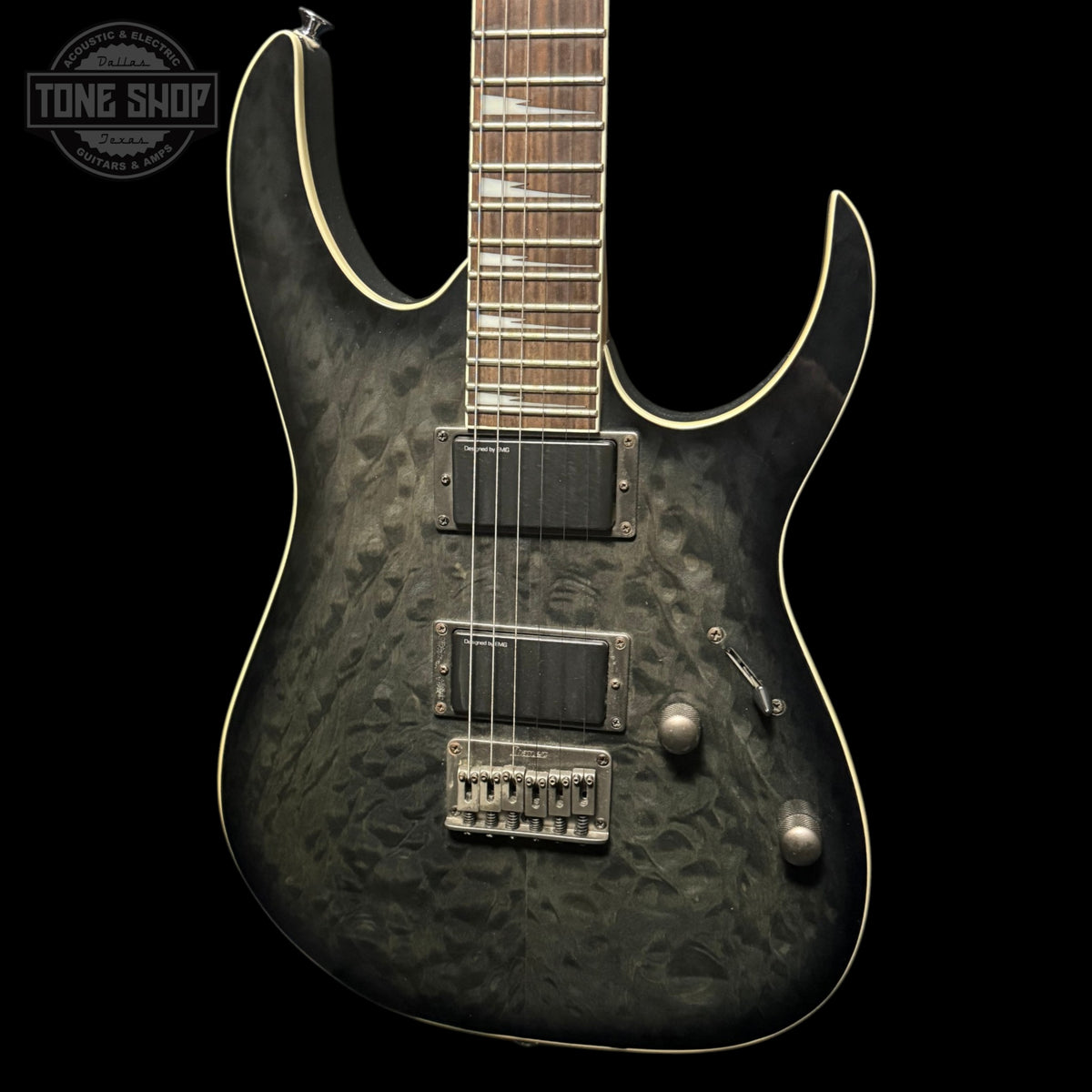 Front of Used 2007 Ibanez RG3EX1 Trans Black TFW3928.