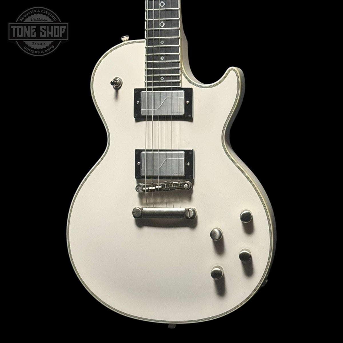 Front of Used 2024 Epiphone Jerry Cantrell Les Paul Custom Prophecy Bone White.