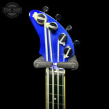 Headstock of Used 2003 Fender Ashbory Bass Midnight Blue.